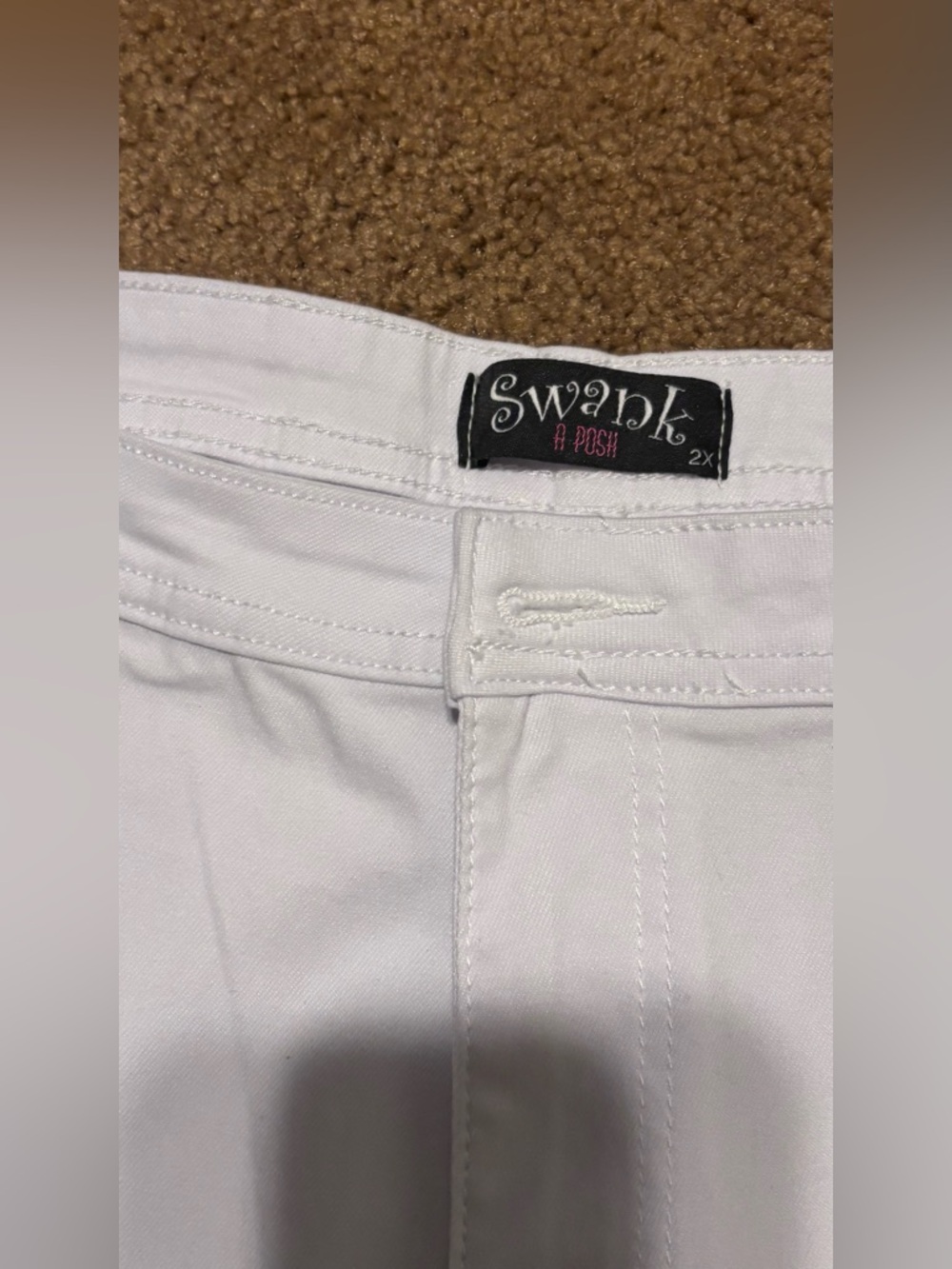 SWANK White Women's Pants with Black Logo Tags
